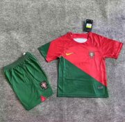 Kids Portugal World Cup 2022 Home Soccer Kit (Shirt+Shorts)
