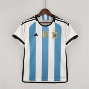 Argentina 3 Star World Cup 2022 Home White Soccer Jersey Football Shirt