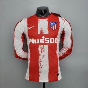 Atletico Madrid Soccer Jersey 21-22 Home Red&White Football Shirt (LS-Player Version)
