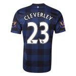 13-14 Manchester United #23 CLEVERLEY Away Black Jersey Shirt