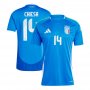 UEFA Euro 2024 Italy Football Shirt Home Blue Jersey CHIESA #14