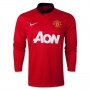 13-14 Manchester United #4 Jones Home Long Sleeve Jersey Shirt