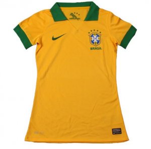 13-14 Brazil Home Women\'s Yellow Jersey Shirt