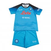 22/23 Napoli Home Kids Blue Soccer Jersey Kit(Shirt+Short)