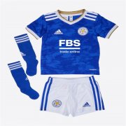 Kids Leicester City 21-22 Home Blue Soccer Shirt Football Kit (Shirt+Shorts)