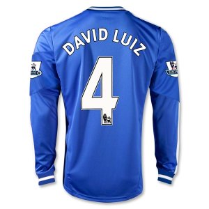 13-14 Chelsea #4 DAVID LUIZ Home Long Sleeve Jersey Shirt