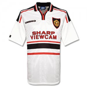 97-99 MANCHESTER UNITED AWAY WHITE RETRO SOCCER JERSEY SHIRT