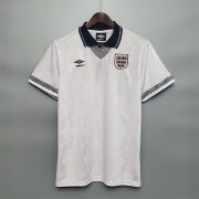 1990 England Home White Retro Soccer Jersey Football Shirt