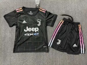 Kids Juventus 21-22 Away Black Football kit (Shirt+Shorts)