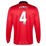 13-14 Manchester United #4 Jones Home Long Sleeve Jersey Shirt