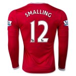 Manchester United LS Home 2015-16 SMALLING #12 Soccer Jersey