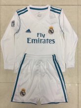 Kids Real Madrid Home 2017/18 LS Soccer Suits (Shirt+Shorts)