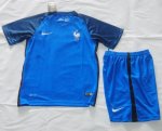 Kids France Euro 2016 Home Soccer Kit(Shirt+Shorts)
