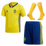 Kids Sweden Home 2018 World Cup Soccer Kit(Shirt+Shorts+Socks)