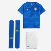 Kids Brazil Away 2018 World Cup Soccer Kit(Shirt+Shorts+Socks)