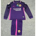 Kids Barcelona LS Away 2016-17 Soccer Kits(Shirt+Shorts)
