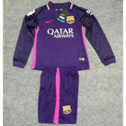 Kids Barcelona LS Away 2016-17 Soccer Kits(Shirt+Shorts)