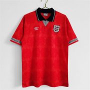 1990 England Away Red Retro Soccer Jersey Football Shirt