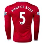 Manchester United LS Home 2015-16 MARCOS ROJO #5 Soccer Jersey