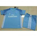 Kids Real Madrid Goalkeeper 2016/17 Blue Soccer Kits (Shirt+Shorts)