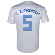 2013 Netherlands #5 V. Bronckhorst Away White Jersey Shirt