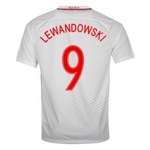 Poland Home 2016 Lewandowski 9 Soccer Jersey Shirt