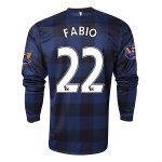 13-14 Manchester United #22 FABIO Away Black Long Sleeve Jersey Shirt