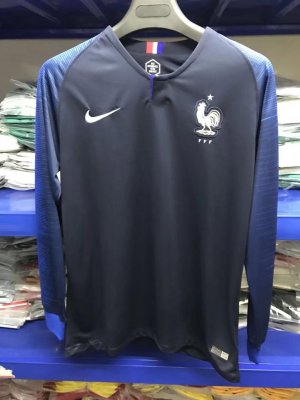 France Home 2018 LS Soccer Jersey Shirt