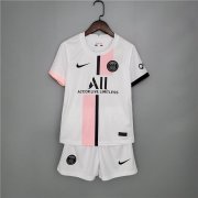 Kids PSG Away White&Pink 21-22 Soccer Football Kit (Shirt+Shorts)