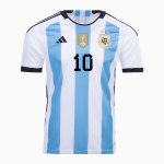 Argentina 3 Star 2022 Home White MESSI Soccer Jersey Football Shirt