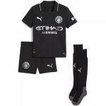 Kids Manchester City 25/26 Away Black Kit (Shirt+Shorts)