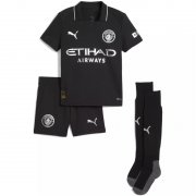 Kids Manchester City 25/26 Away Black Kit (Shirt+Shorts)