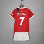 Kids Manchester United 21-22 Ronaldo #7 Home Red Soccer Jersey Football Kit (Shirt+Shorts)