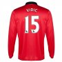 13-14 Manchester United #15 Vidic Home Long Sleeve Jersey Shirt