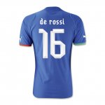 13-14 Italy #16 De Rossi Home Blue Soccer Jersey Shirt