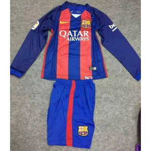 Kids Barcelona LS Home 2016-17 Soccer Kits(Shirt+Shorts)