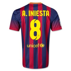 13-14 Barcelona #8 A INIESTA Home Soccer Jersey Shirt