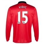 13-14 Manchester United #15 Vidic Home Long Sleeve Jersey Shirt