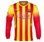 13-14 Barcelona #4 Fabregas Away Long Sleeve Soccer Jersey Shirt