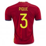 Spain Home 2016 PIQUE #3 Soccer Jersey