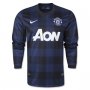 13-14 Manchester United #24 FLETCHER Away Black Long Sleeve Jersey Shirt