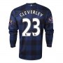 13-14 Manchester United #23 CLEVERLEY Away Black Long Sleeve Jersey Shirt
