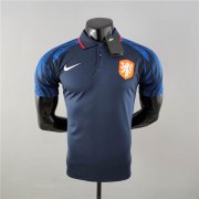 2022 Netherlands Royal Blue Soccer Polo Shirt