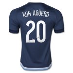 Argentina 2015-16 KUN AGUERO #20 Away Soccer Jersey