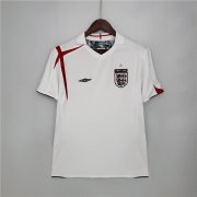 2006 England Home White Retro Soccer Jersey Football Shirt