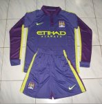 Manchester City 14/15 LS Third Soccer Jersey(Shirt+Shorts)