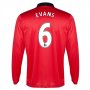 13-14 Manchester United #6 Evans Home Long Sleeve Jersey Shirt