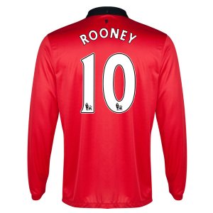 13-14 Manchester United #10 Rooney Home Long Sleeve Jersey Shirt