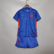 Kids 20-21 England Euro 2020 Away Blue Soccer Kit(Shirt+Shorts)