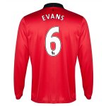 13-14 Manchester United #6 Evans Home Long Sleeve Jersey Shirt